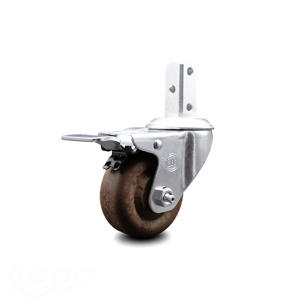 3 Inch High Temp Glass Filled Nylon 7/8 Inch Stem Caster with Total Lock Brake